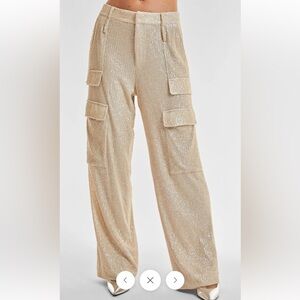 THE NOLI SHOP Pearl Sequin Cargo Pants 2/4 NWT